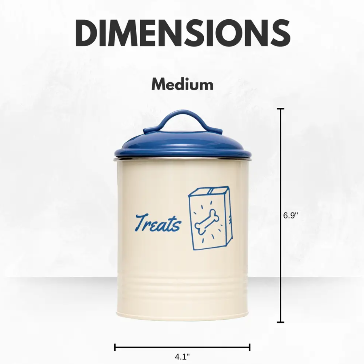 American Pet Supplies dog treat canister set in cream and blue for storing pet treats