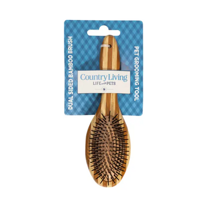 American Pet Supplies dual sided dog brush with bamboo handle for effective pet grooming