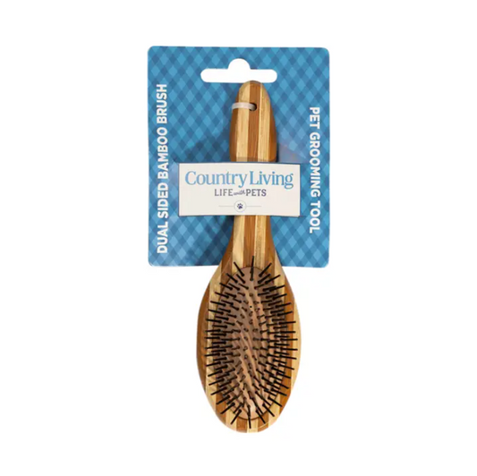 American Pet Supplies dual sided dog brush with bamboo handle for effective pet grooming