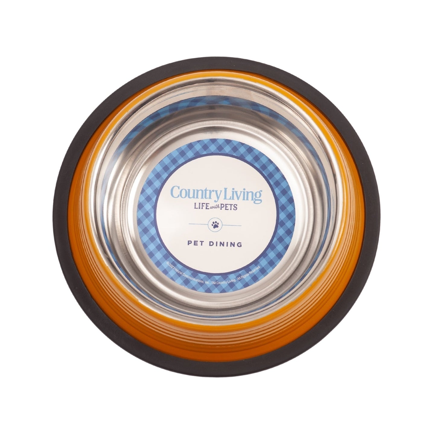 Ribbed non-slip pet bowls set in orange and stainless steel for easy feeding and stability