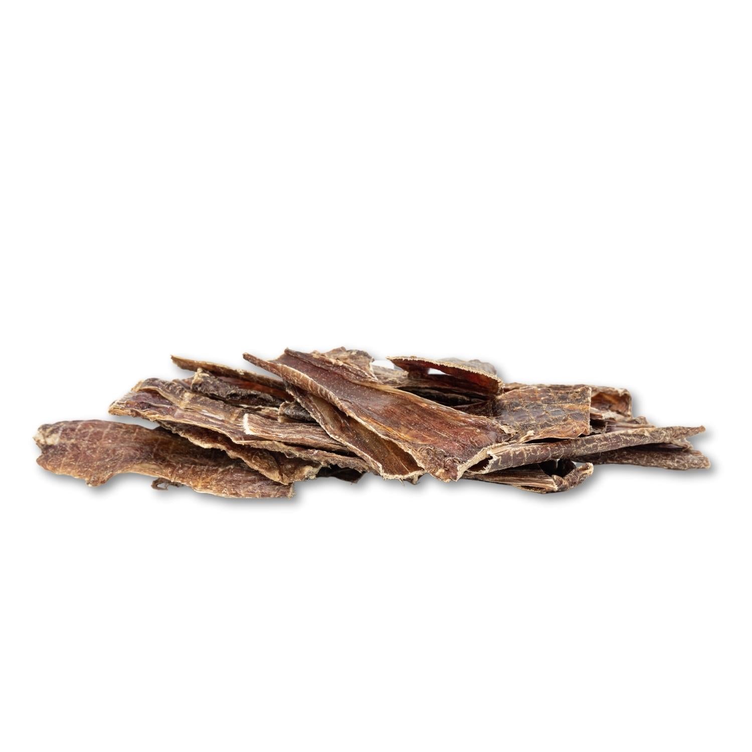 American Pet Supplies all natural beef dog treats with a pile of dried beef slices for dogs
