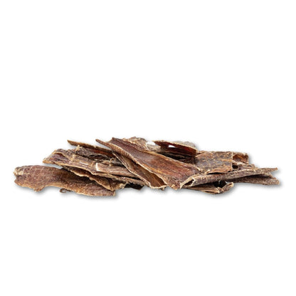 American Pet Supplies all natural beef dog treats with a pile of dried beef slices for dogs