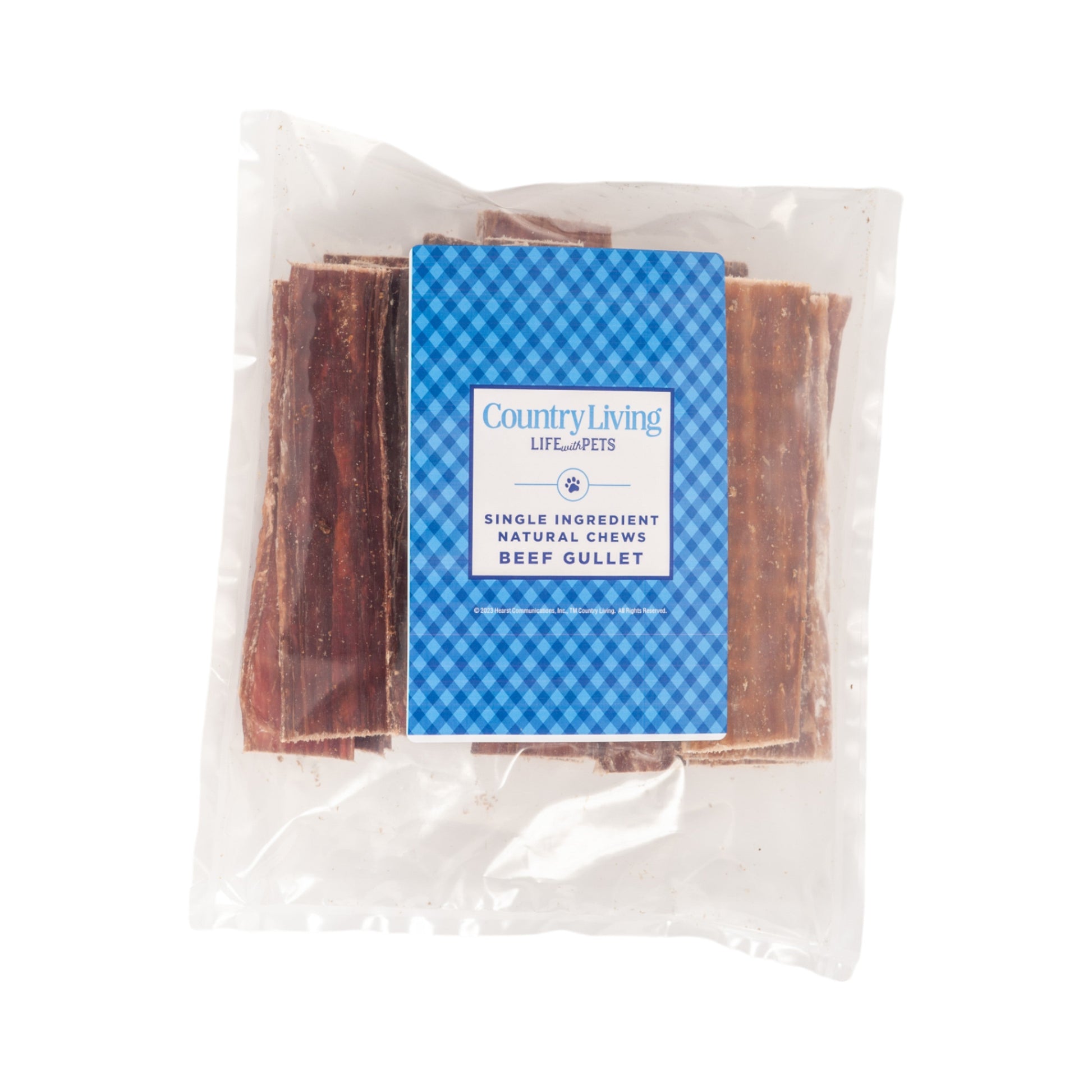 American Pet Supplies all natural beef dog treats single ingredient beef gullet chews in clear packaging