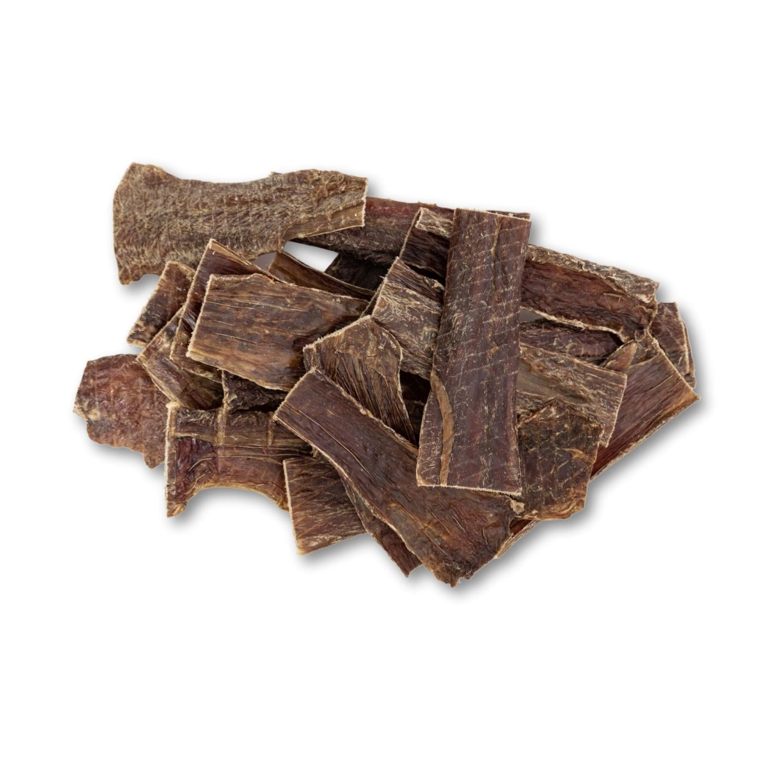 American Pet Supplies all natural beef dog treats in dried thin rectangular strips for dogs