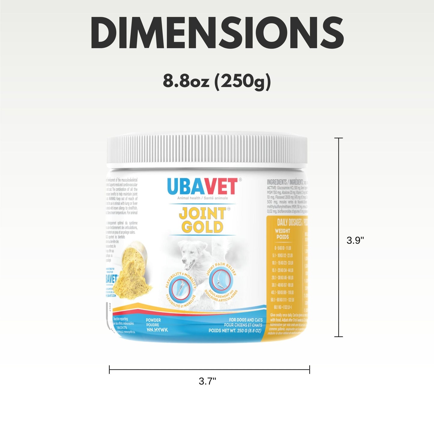 UBAVET Joint Gold Joint Care Powder for Dogs & Cats – 8.8 oz (250g)