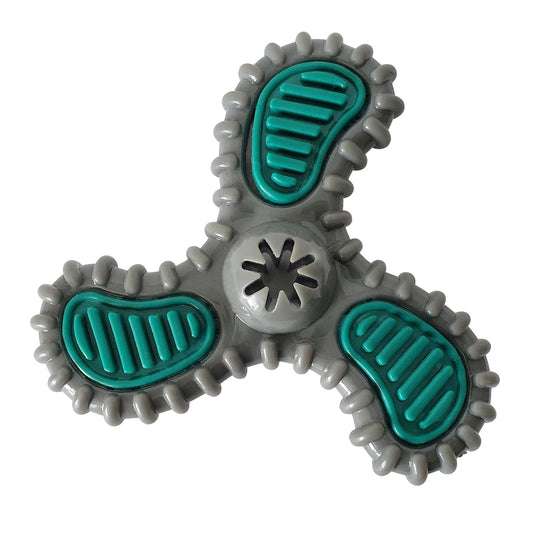 American Pet Supplies gray and teal dog dental chew toy with textured surface for cleaning teeth