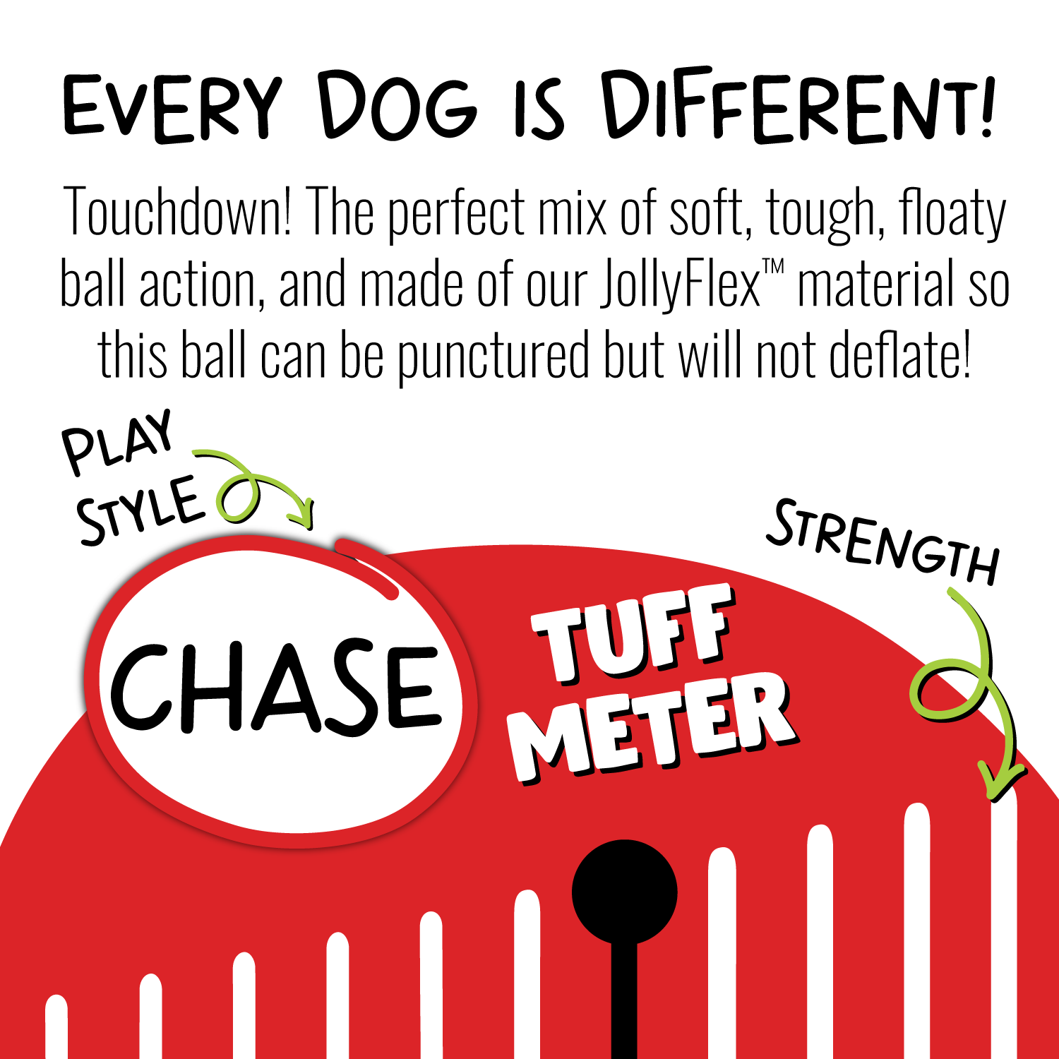 Jolly Pets durable dog football toy made of JollyFlex material for tough play and puncture resistance