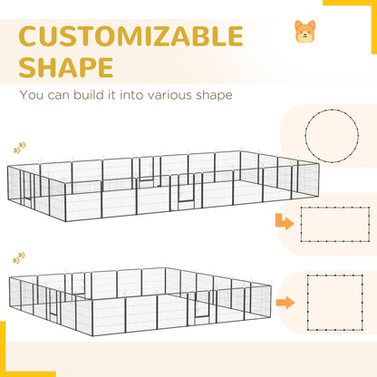 Customizable dog playpen for small and medium dogs with multiple shape options including round and rectangular