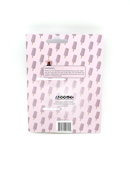 Back packaging of the freezable popsicle dog toy from American Pet Supplies featuring a playful design