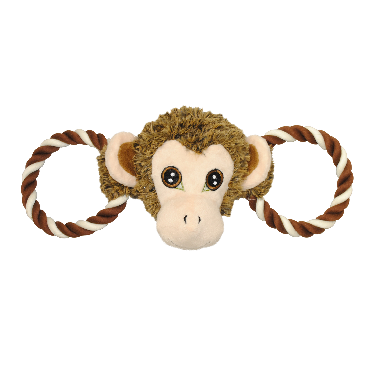 Jolly Pets dog tug toy elephant featuring a fun monkey design with sturdy rope handles