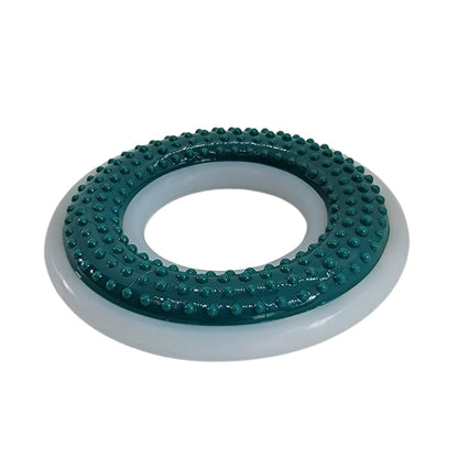 Durable dog chew ring dental toy by American Pet Supplies with textured green and white design