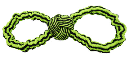Jolly Pets durable dog chew toy in neon green with strong knots for chewers