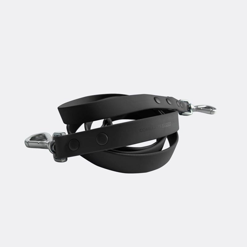 Come Here Buddy durable dog leash in black, designed for strength and comfort during walks