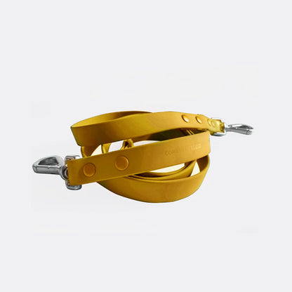 Come Here Buddy durable dog leash in yellow with sturdy metal clips for outdoor walks