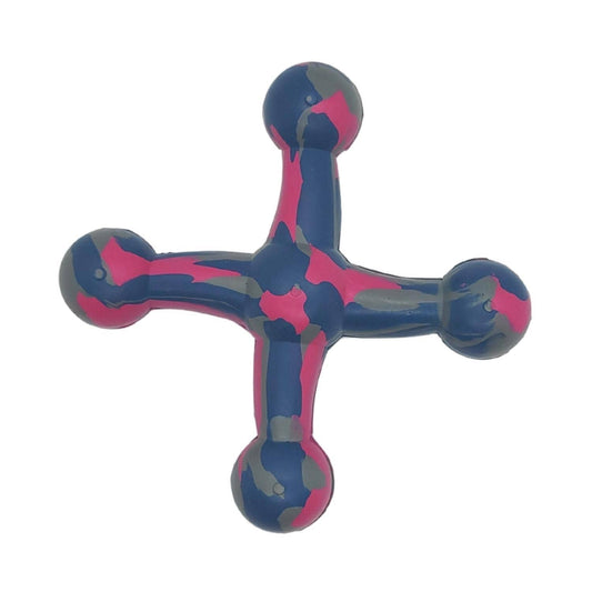 American Pet Supplies durable rubber dog chew toy in blue and pink cross shape