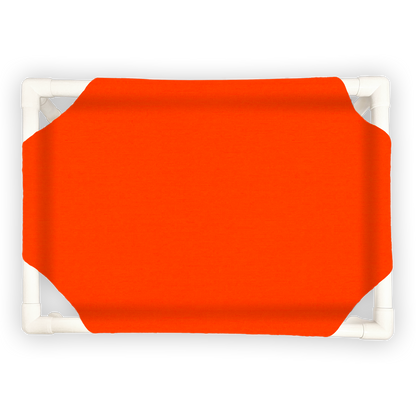 The Family Pet Elevated Dog Bed with Bright Orange Fabric for Comfortable Pet Resting