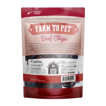 Farm to Pet Beef Chips Dog Treats, all-natural and crunchy beef chips for dogs