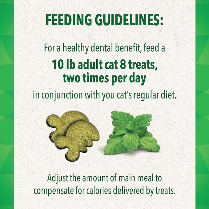 Dental Cat Treat from The Family Pet with feeding guidelines for healthy dental care