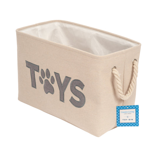 American Pet Supplies foldable dog toy storage bin with rope handles and paw print design