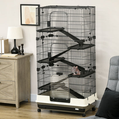 6 tier small animal cage by PawCounter.com with multiple platforms and ramps for pets