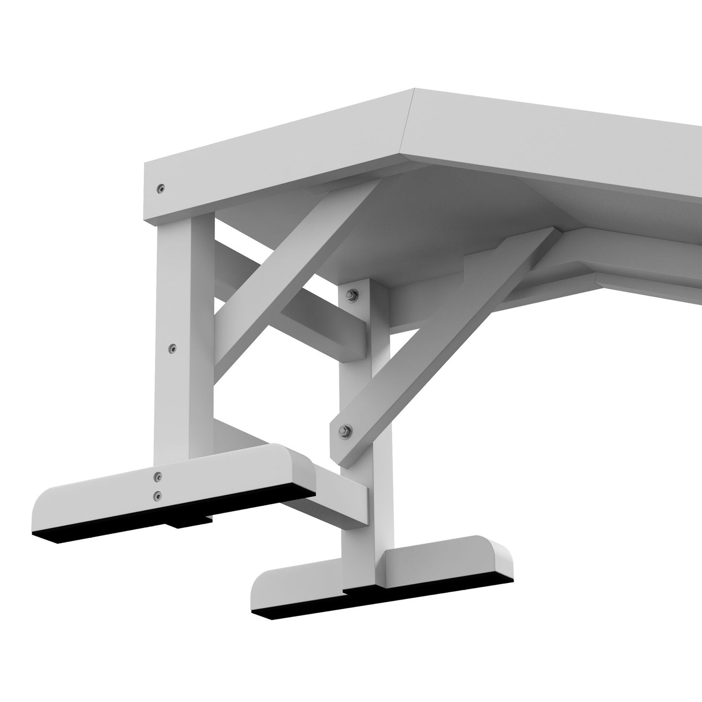 White dog ramp for bed support bracket showing sturdy construction and secure mounting hardware