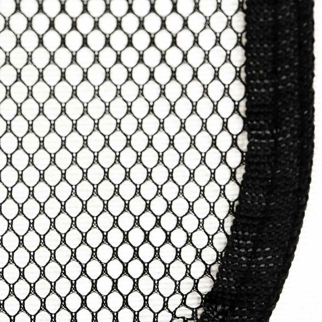Close-up detail of black mesh fabric and edge of foldable dog playpen by PawCounter.com
