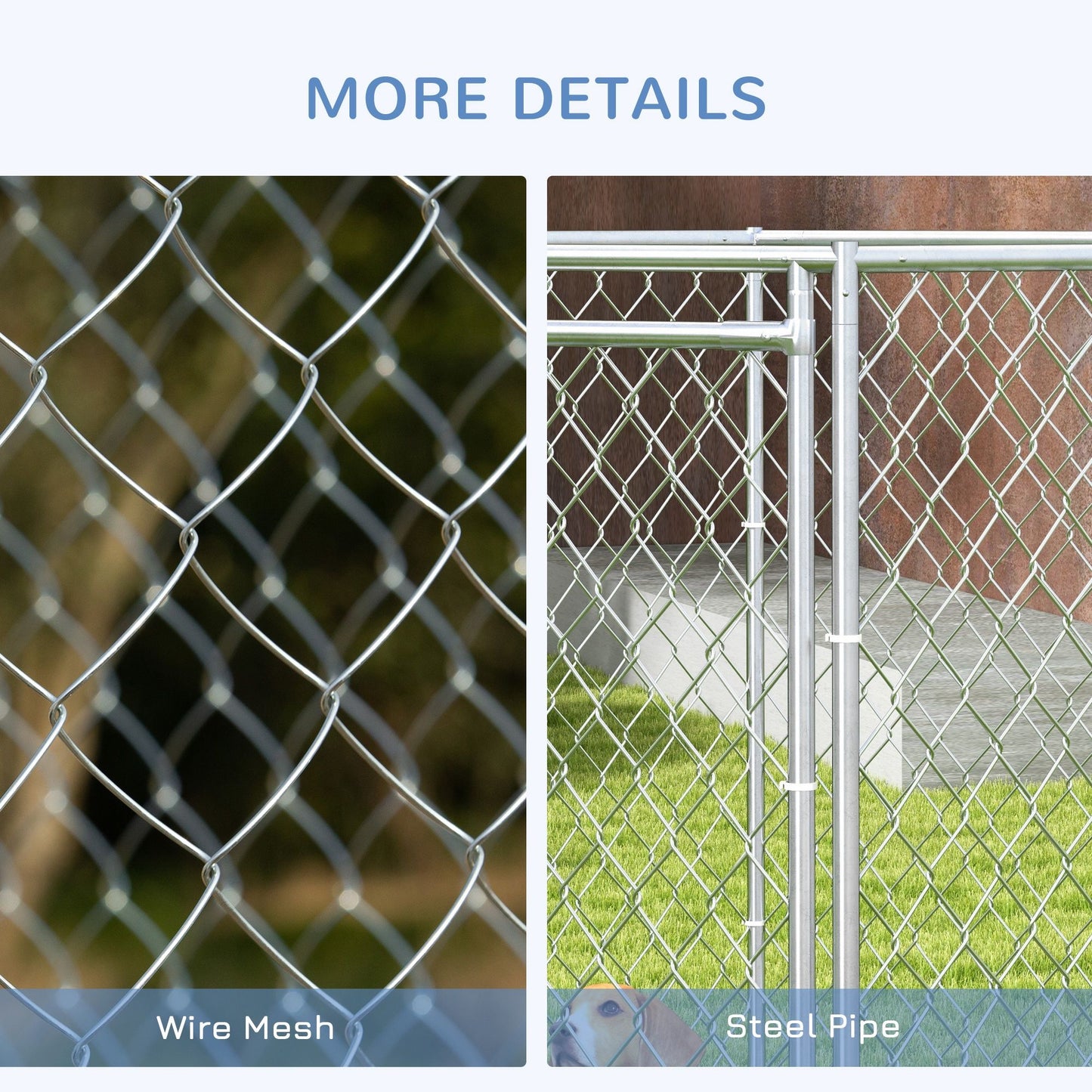Durable outdoor dog run for large dogs featuring wire mesh and steel pipe construction for safety and strength