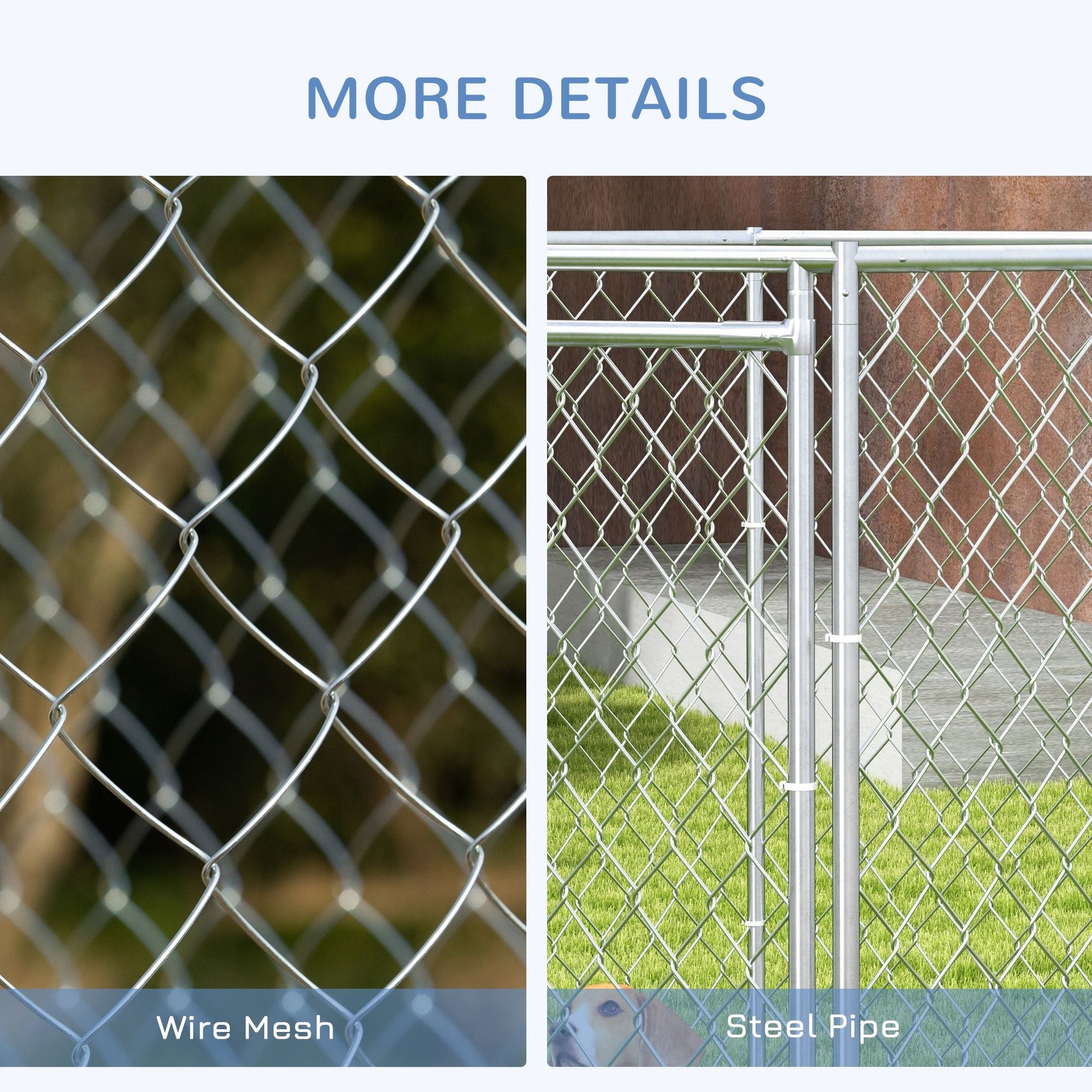 Durable outdoor dog run for large dogs featuring wire mesh and steel pipe construction for safety and strength