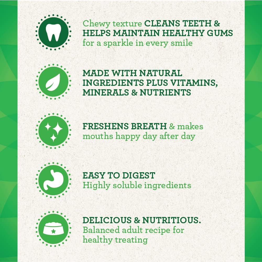 Greenies dental treats for large dogs with chewy texture to clean teeth and freshen breath