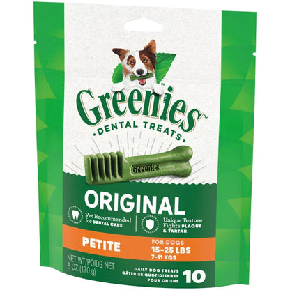 Greenies Petite Dental Treats for Dogs in a 6 oz bag, ideal for fighting plaque and tartar