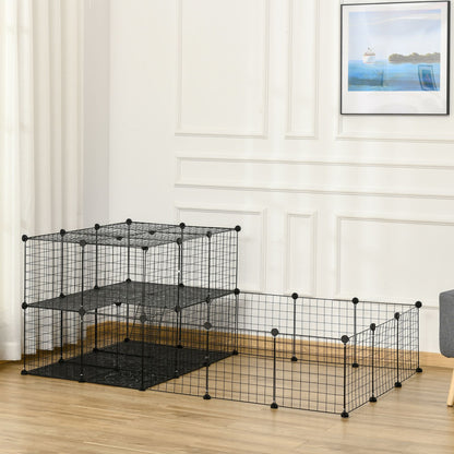 Guinea pig playpen with door featuring multiple levels for safe and interactive pet play