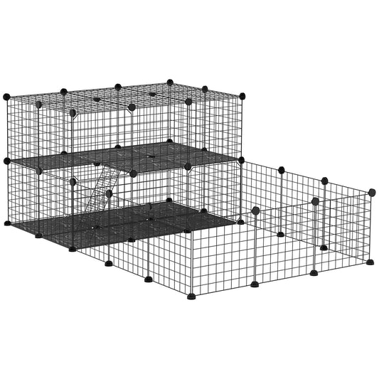 Guinea pig playpen with door featuring multi-level design and spacious areas for pets to explore