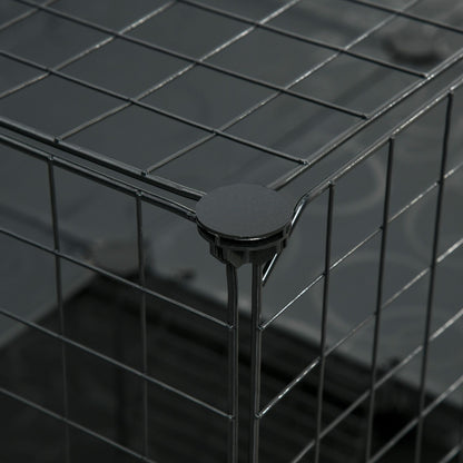 Close-up of a guinea pig playpen with door featuring durable metal wire construction and secure connections