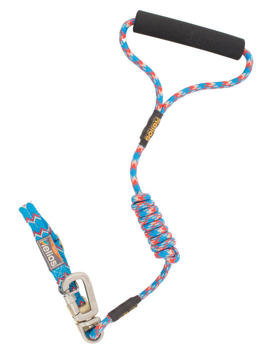 Reflective pet leash and collar in blue red and white with padded handle and metal clasp from PawCounter.com