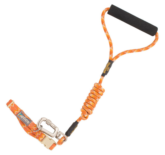 Orange reflective pet leash and collar with padded handle and metal clasp for secure dog walking
