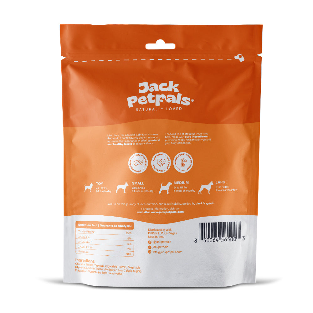 American Pet Supplies Jack Petrals chicken breast dog treats resealable orange bag