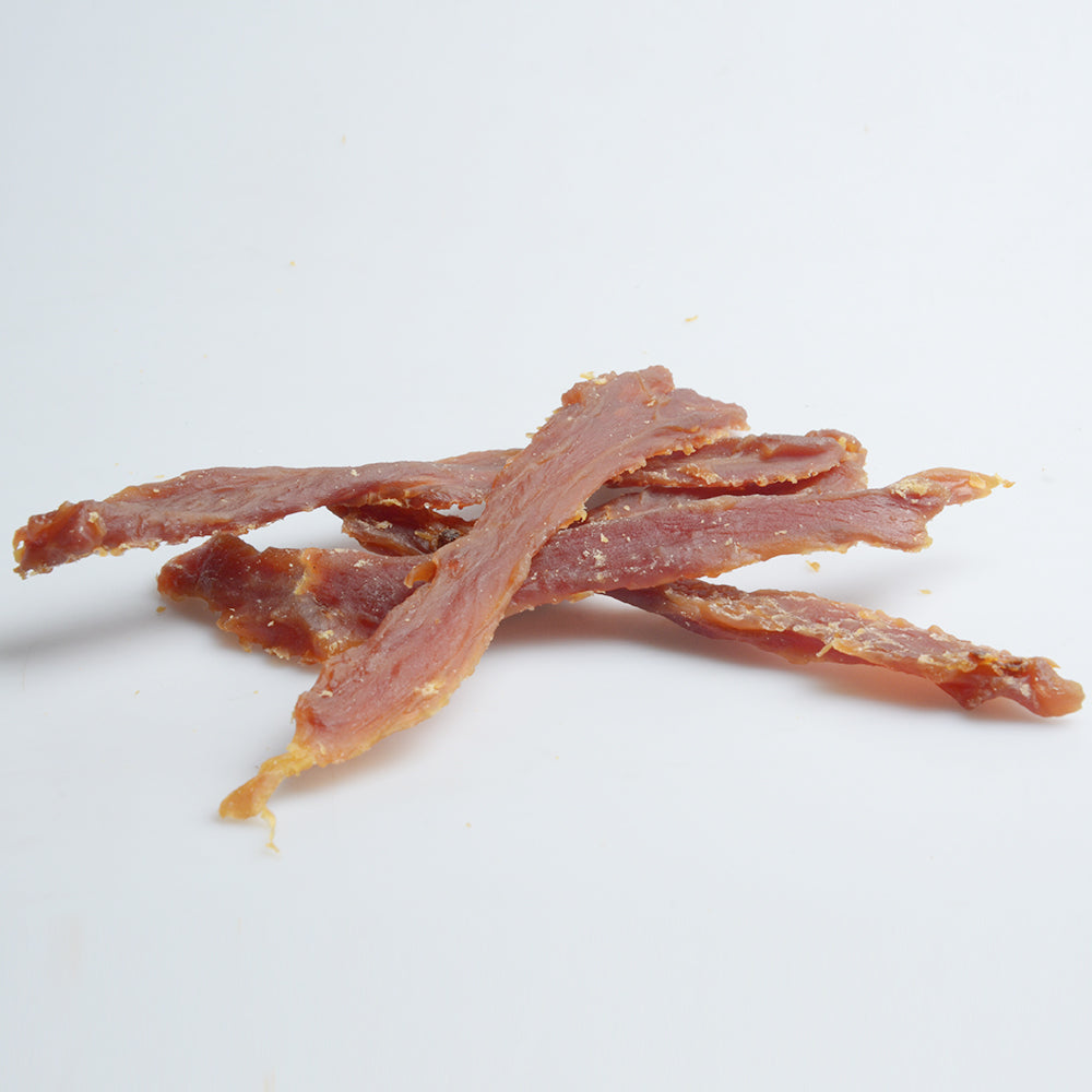 American Pet Supplies duck breast dog treats in thin, dried strips for dogs