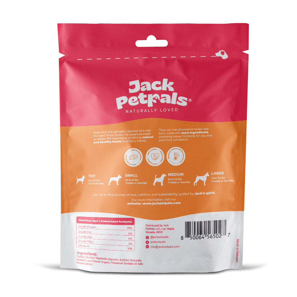 Jack Petrals turkey tendon dog treats pouch by American Pet Supplies for healthy chewing