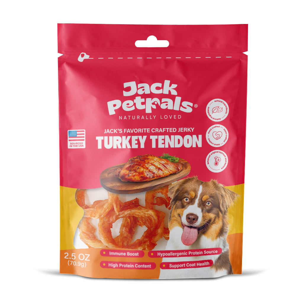 Jack Petrals turkey tendon dog treats pack by American Pet Supplies high protein healthy dog snacks