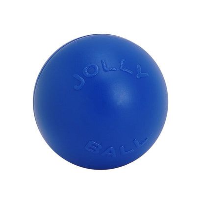 Jolly Pets Jolly Ball in bright blue, a Push-n-Play interactive dog toy for active playtime