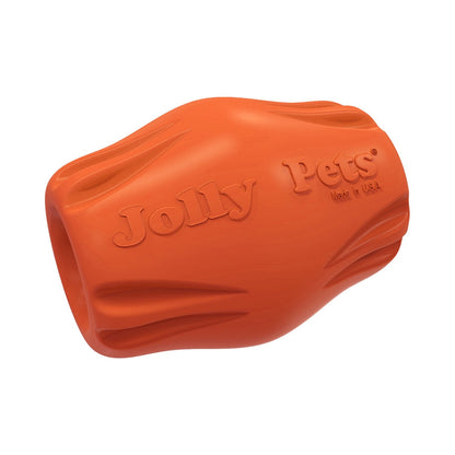 Jolly Chew Bobble dog toy in orange, designed for interactive play and chewing for dogs
