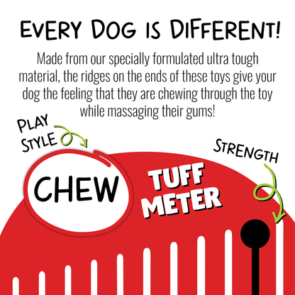 Jolly Chew Squarble dog toy designed for tough chewers with ridges for gum massage