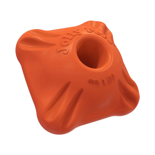 Jolly Chew Squarble dog toy in bright orange for durable chewing and interactive play