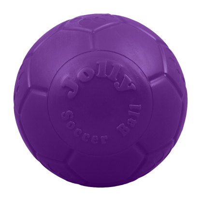 Jolly Pets durable dog soccer ball in purple, perfect for interactive play and exercise