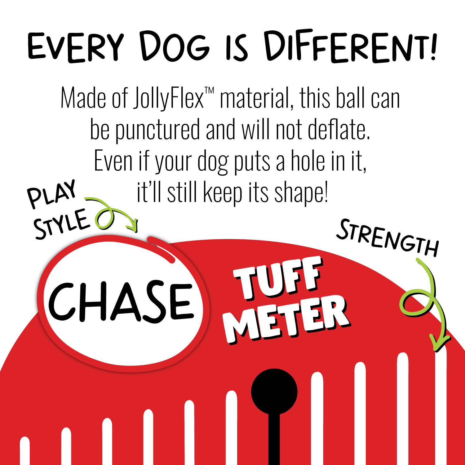 Jolly Pets dog soccer ball made with durable JollyFlex material for endless fun and activity