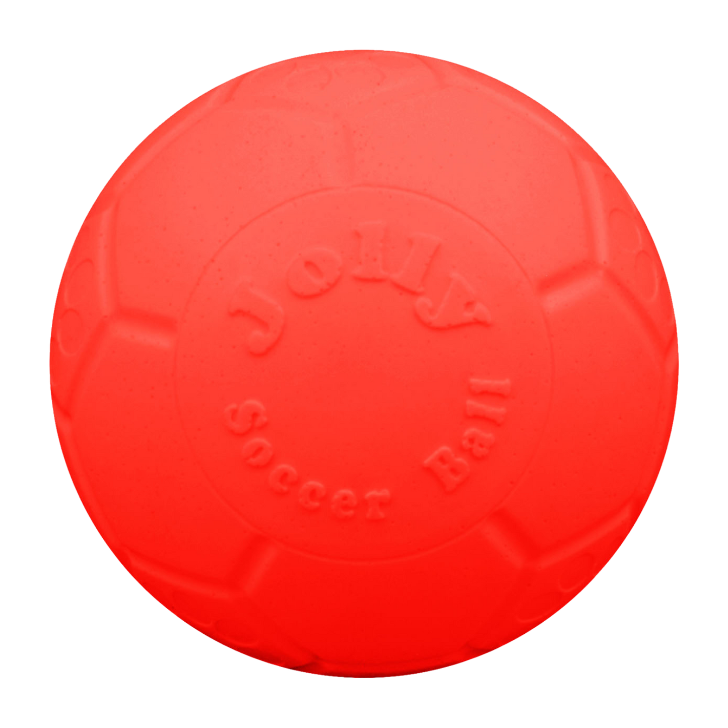 Jolly Pets Dog Soccer Ball in bright red, designed for durable play and fetching fun