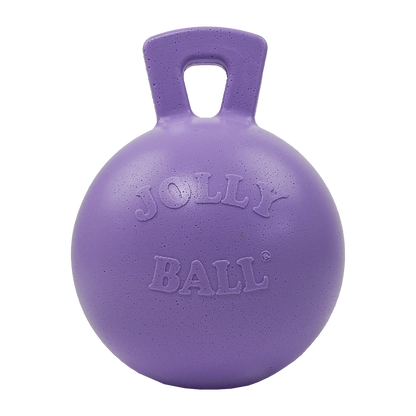 Jolly Pets Purple Jolly Ball Dog Tug and Toss Toy with Easy Grip Handle for Playful Pets