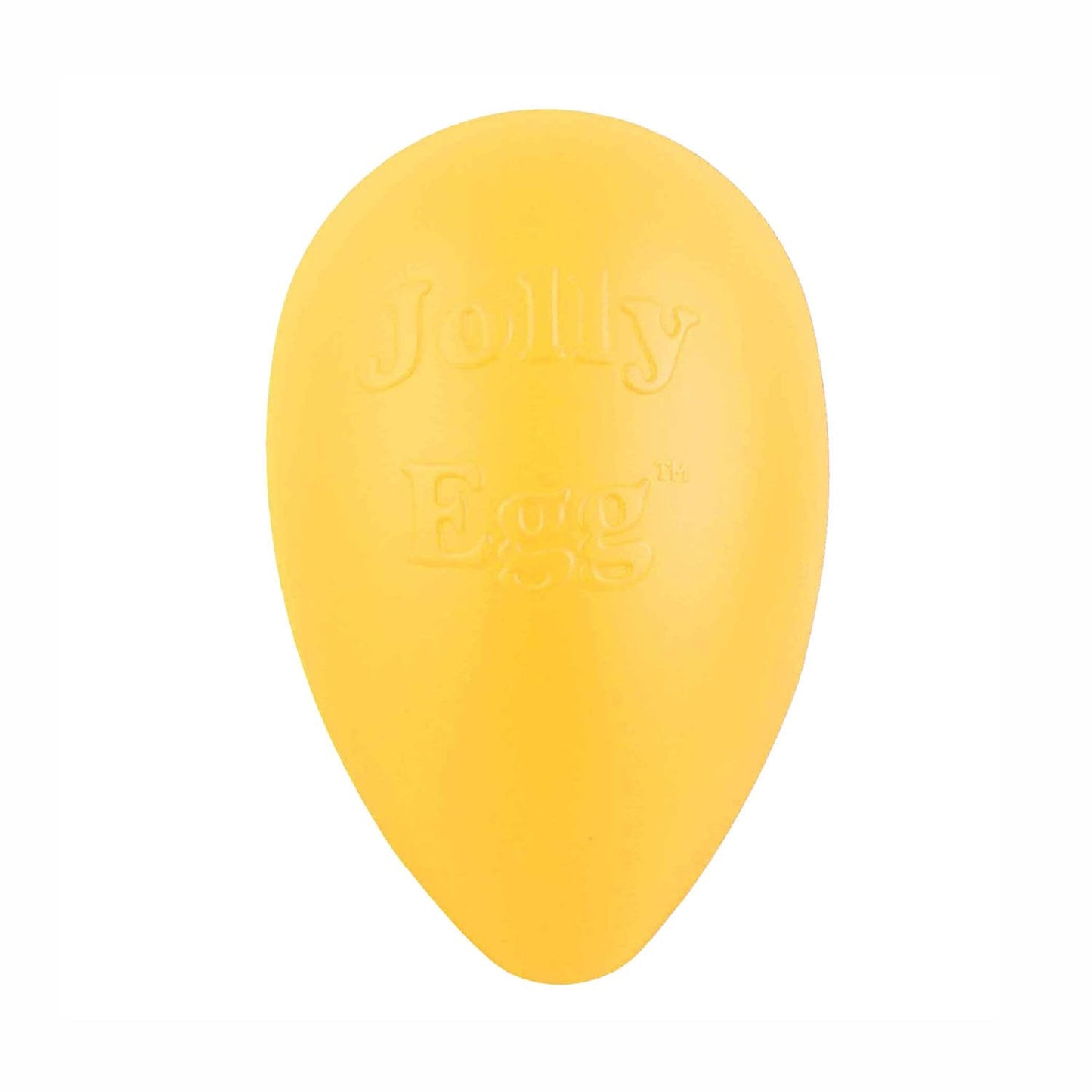 Bright yellow Jolly Egg dog toy designed for interactive play and exercise for dogs