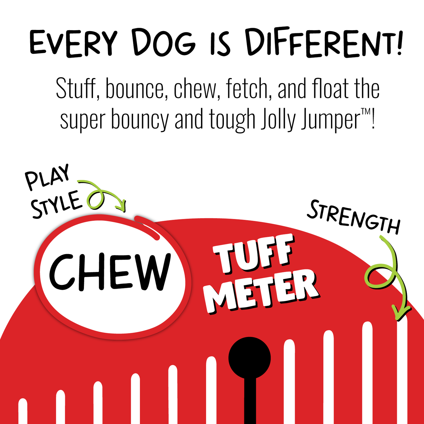 Jolly Jumper pet toy in red with bouncy design for interactive play and chewing for dogs