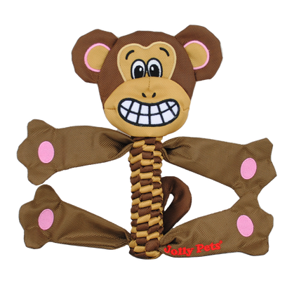 Jolly Pets dog chew toy flathead in monkey design with soft fabric and durable construction for playful dogs